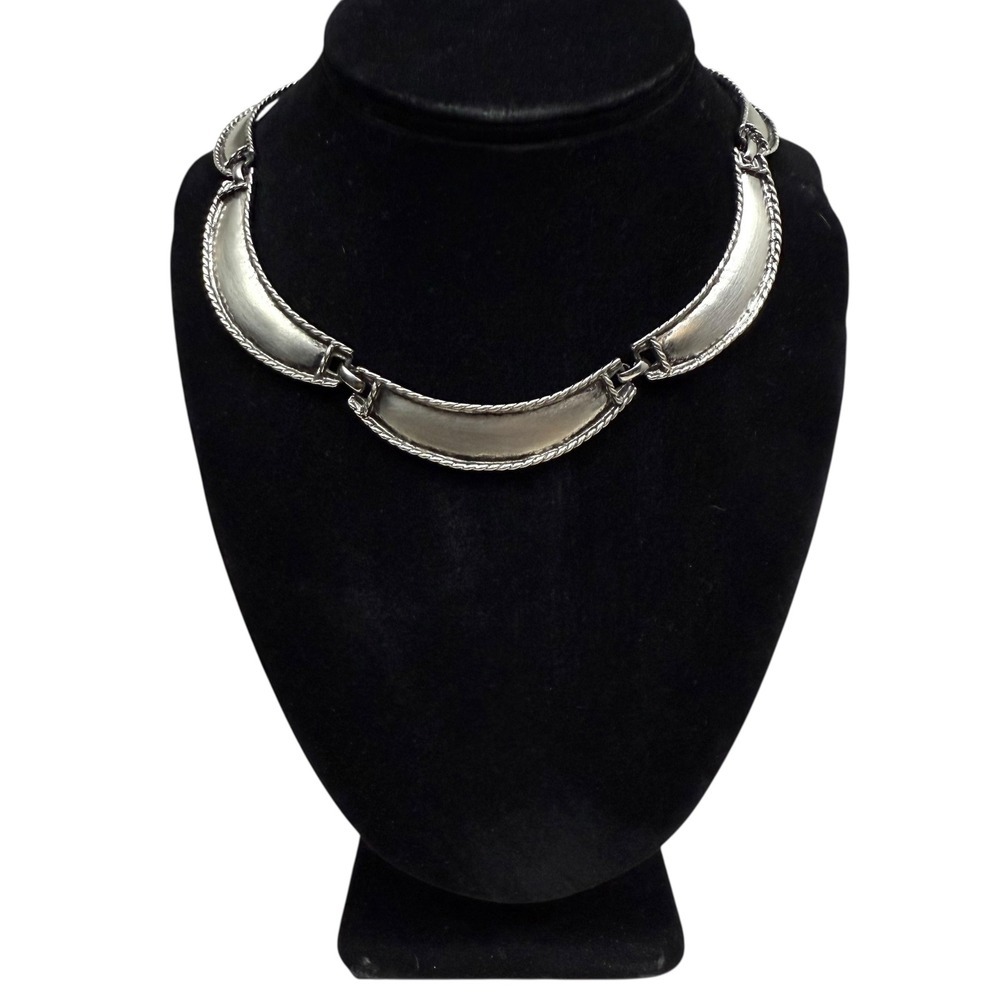 Silver Tone Choker Collar Statement Necklace Adjustable Chain Fashion Jewelry
